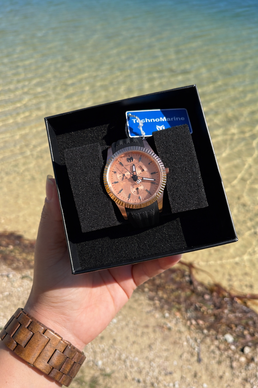 TECHNOMARINE DAMA ORO ROSA CORREA NEGRA  #TECH0009