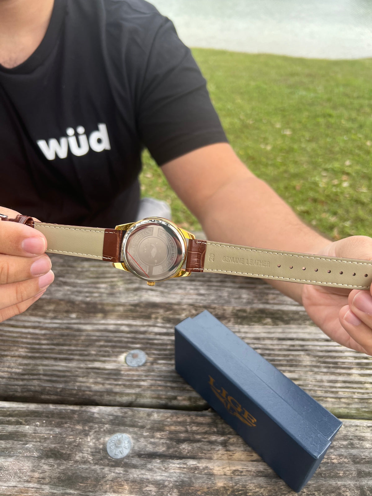 RELOJ CABALLERO LIGE MARRON CUERO #LIGE0002