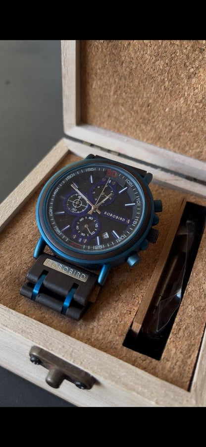 WOODEN CABALERO AZUL ACERO INOXIDABLE #BB0006