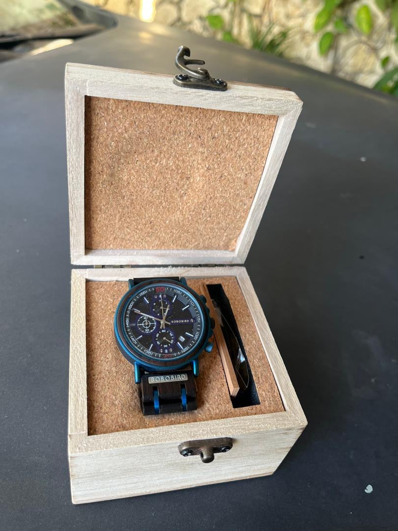 WOODEN CABALERO AZUL ACERO INOXIDABLE #BB0006