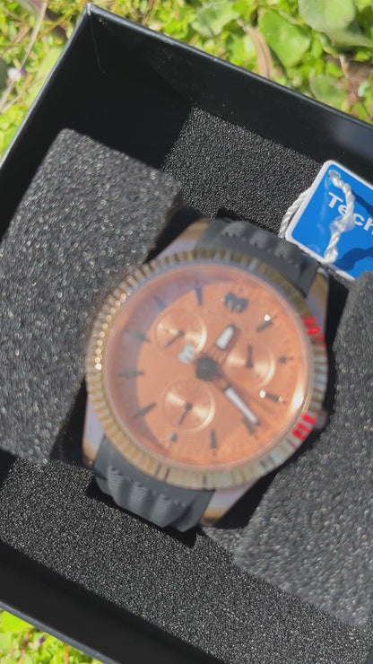 TECHNOMARINE DAMA ORO ROSA CORREA NEGRA  #TECH0009
